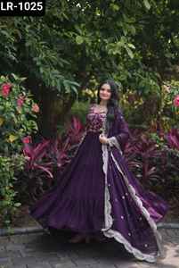 Ropa India pakistaní Faux Blooming Viscose Diable Jacquard Lentejuelas Bordado Trabajo Anarkali Vestido Fancy Dupatta Set Indian - Product Image 3