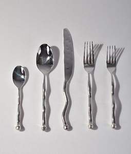 Vente flash : Couverts traditionnels en argent, acier inoxydable, argent titane avec poignée nouée, ensemble de couverts, sûrs et sains pour un usage quotidien - Product Image 2