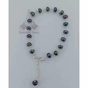 Joyería Boho Hecha a Mano para Niñas y Mujeres, Pulsera de Plata de Ley con Cuentas de Perlas Negras para Bodas, Navidad, Aniversarios, San Valentín - Product Image 5