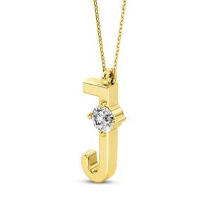 Alphabet <b>Initial</b> J Lab Grown Diamond Pendant 925 Sterling Silver 18KT Gold Plated Women's Necklace Jewelry Gift Fine Jewelry - Product Image 5