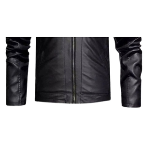 Veste d'hiver en peau de mouton véritable pour homme, OEM, haute qualité, coupe-vent élégant, col montant, logo sur le devant - Product Image 4
