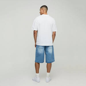 Jorts d'été décontractés pour hommes, jorts à la mode, denim effiloché, détails déchirés, shorts mi-genoux, broderie 100% coton, rapide - Product Image 2