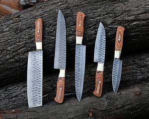 Juego de Cuchillos de Chef de Acero de Damasco de 5 Piezas Nordic Forge, Mangos de Madera, Diseño Ambidiestro, Hojas Afiladas y Duraderas, Cuchillos Hechos a Mano OEM - Product Image 3