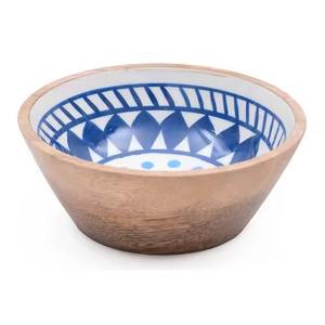 Tazón para Servir Sopa de Madera de Mango Pulida a Mano con Estampado Floral Esmaltado para Decoración de Mesa de Restaurante y Hotel - Product Image 6