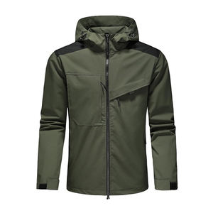 Veste à coque dure extérieure à blocage de couleur coupe-vent et imperméable avec fermeture à glissière contrastante pour l'alpinisme - Product Image 3