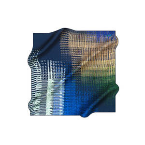 Navy Blue Designer Printed <b>Silk</b> Scarf-Polka Dot & Leopard Pattern Lightweight Summer Accessory - Product Image 1
