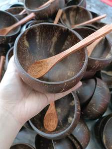 Hot Selling 100% Natural Customized Logo Cutlery <b>Set</b>-Polished Coconut Shell Bowl and Spoon/Knife for <b>Cooking</b> and <b>Kids</b> - Product Image 5