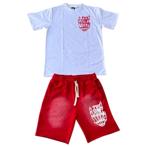 High Quality Cotton Sun Faded Vintage Acid Wash Streetwear T <b>Shirt</b> Shorts Set <b>Men's</b> Boxy Fit Two-Piece Sunsuit for Summer Casual - Product Image 3