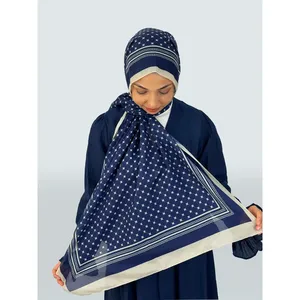Écharpe en coton et soie à motifs floraux, légère et douce au toucher, design carré personnalisé - Product Image 1