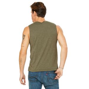 Bella + toile unisexe Jersey Muscle débardeur 3483 chiné Olive doux unisexe Jersey Muscle débardeur pour un confort respirant - Product Image 3