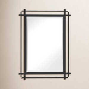 Espejo de Pared Cuadrado con Marco de Metal Art Deco Dorado Moderno, Esquinas Intersectadas Arquitectónicas para Bodas, Baños, Tocadores y Entradas - Product Image 6