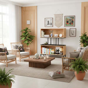 Estantería de Madera de Caucho y Hierro, 100x30x120cm, 2 Compartimentos, Tipo Vertical para Sala de Estar - Product Image 2