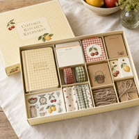 LABON Kit de démarrage pour Junk Journal A5 personnalisé, thème Cuisine de Campagne, avec carnet à couverture rigide pour recettes, scrapbooking et papeterie cadeau