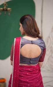 Lehenga Saree en soie pour femmes avec chemisier brodé, tenue ethnique traditionnelle - Product Image 6
