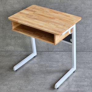 Meubles scolaires, bureau d'enseignant en métal en forme de C avec plateau en bois de caoutchouc de 70x50 cm et tiroirs (PSD038) - Product Image 2