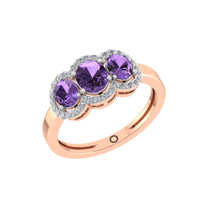 Elegant 925 Sterling Silver Women's Engagement <b>Ring</b> Original Moissanite Accents 37-Stone Synthetic Amethyst Halo Rhodium Fine - Product Image 5