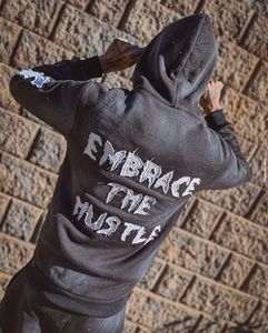 Conjunto de Sudadera con Capucha y Pantalones Jogger Ajustados de 2 Piezas con Apliques Desgastados Personalizados, Ropa Urbana para Hombre y Mujer, 100% Algodón, 500GSM, Invierno, Estilo Y2K - Product Image 6