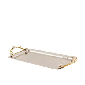 Plateau de service léger en métal doré fait main, moderne, élégant et personnalisable pour mariages, hôtels et tables à manger. - Product Image 6