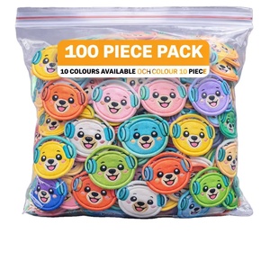 100% Handmade Colorful Bear Face Patches Ideal for DIY Crafts, Jackets, <b>Bags</b>, <b>Hats</b> & Kids Accessories 10 Color Options - Product Image 1