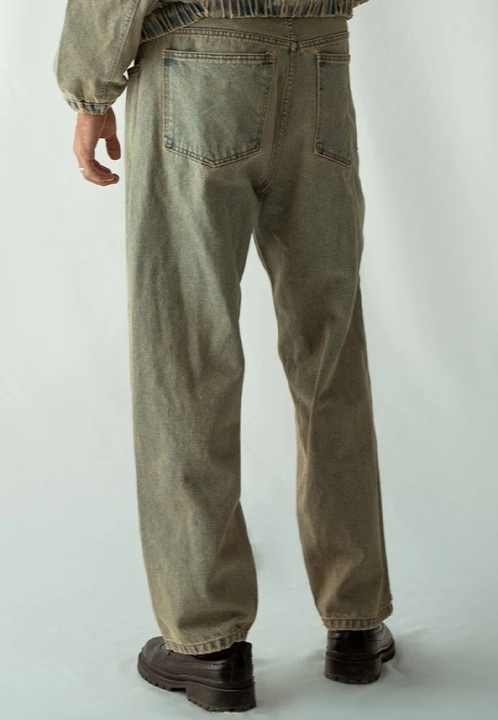 2024 New Style Men's Straight Denim Pants Jeans Men Baggy Loose Vintage Jeans with Side Pockets Pants