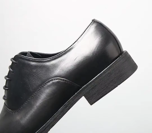 Chaussures habillées en cuir véritable respirantes à lacets antidérapantes pour hommes, pour les mariages d'été, le bureau et les occasions décontractées - Product Image 4