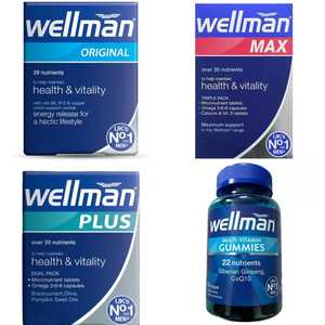 Wellman Gốc <span class=keywords><strong>Max</strong></span> Omega 3 6 9 Canxi <span class=keywords><strong>Vit</strong></span> D 84S Sức Khỏe & Sức Khỏe 70 30S Gummies 60 Người Đàn Ông S Vitamin Bổ Sung - Product Image 1