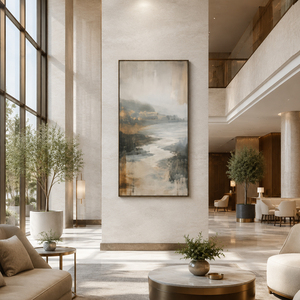 Arte de Pared, Pintura al Óleo de Paisaje Costero con Niebla, Lienzo Texturizado, Paisaje Marino Neutro, Decoración Moderna para Sala de Estar, Hotel, Arte Decorativo para Interiores - Product Image 2