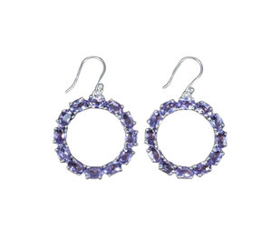 Boucles d'oreilles style bohème en argent faites à la main bijoux en argent sterling 925 améthyste pierres précieuses boucles d'oreilles tendance bijoux pour femmes cadeau pour - Product Image 1