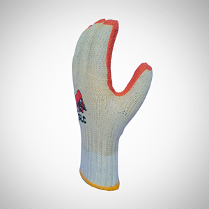 Gants de sécurité en coton avec paume en caoutchouc orange antidérapante, texture micro-diamantée en relief, poignet tricoté, usage général - Product Image 3