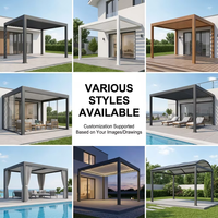 Pergola bioclimatique moderne motorisée en aluminium, imperméable, à toit à lames réglables double couche, gazebo de jardin personnalisé résistant au vent