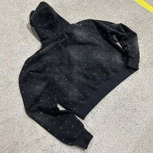 Haute qualité thermique nouveau gros sweat à capuche surdimensionné unisexe à capuche hommes bouffée impression strass broderie sweats à capuche personnalisés - Product Image 6