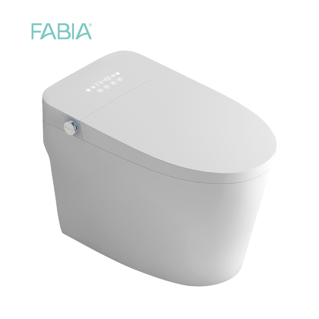 Modern Auto-Open Electronic Smart Toilet One Piece with Built-In Tank and P-Trap Includes Remote Control