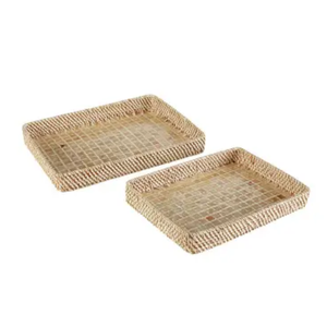 Nouveau choix préféré artisanat nacre incrustation rotin plateaux de service avec poignée nouveau style pour plateau décoratif du Vietnam - Product Image 3