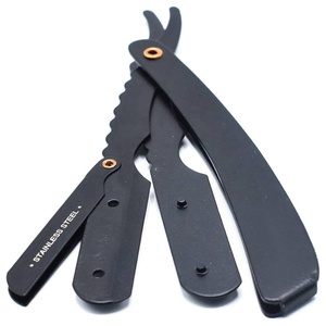 Navajas de Afeitar Profesionales de Acero Inoxidable, Color Negro, con Reposamanos Ajustables para un Afeitado Cómodo - Product Image 1