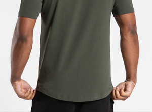 T-shirt décontracté respirant pour hommes avec ourlet incurvé contrasté de couleur verte et noire avec survêtement d'été court noir Twin Set - Product Image 6