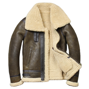 Blouson aviateur vintage en peau de mouton B3 |   Manteau aviateur en cuir d'agneau pour homme |   Veste d'hiver pour pilote, OEM ODM, vente en gros - Product Image 1