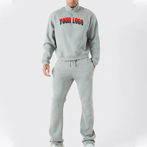 ชุดวอร์มคอตตอนสำหรับผู้ชายชุดวอร์มคอปกตั้งแบบรูดซิปได้สำหรับ100% โลโก้ปักตามสั่ง - Product Image 1