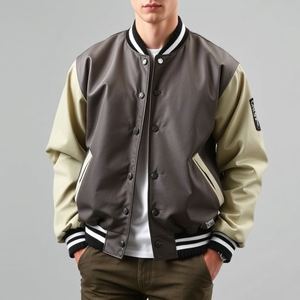 Vintage College Baseball Letterman Jacket: Customized Logo, Wool Body, <b>Leather</b> Sleeves, Snap Button, Thick Warm Quilting, New - Product Image 4