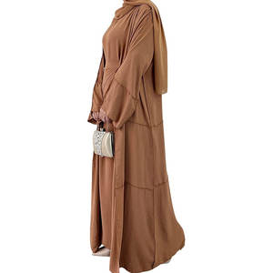Womens Muslim Abaya Dress Islamic Prayer Outfit Inner Dress Open Front <b>Maxi</b> <b>Cardigan</b> Matching Hijab Modest Flowy Long Robe - Product Image 3