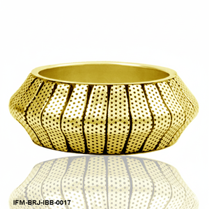 Handcrafted Dotted Brass Bangle Chunky Tapered Statement <b>Bracelet</b> Ethnic Inspired Textured <b>Metal</b> Jewelry - Product Image 3