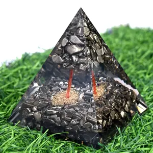 Pedra Natural Pirita Cristal Pedra Chips Fio De Cobre Presente Love Business Reiki Cura EMF Proteção Orgone Pyramid