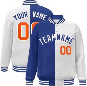 Veste de baseball unisexe en laine avec logo personnalisable et patchs en chenille brodés, col montant vintage Letterman Varsity High Street - Product Image 4