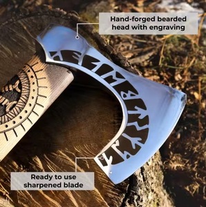 Hacha de doble hoja hecha a mano de alta calidad personalizada al por mayor con funda de acero al carbono equipo de exterior Premium OEM ODM - Product Image 5