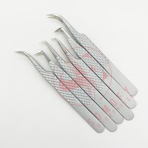 Pinzas de Belleza Curvas de Acero Inoxidable Somofy Enterprises para Extensión de Pestañas, Punta de Fibra para Volumen, 10 mm, Puntas Lisas y Dentadas - Product Image 6