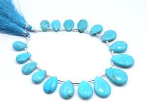 Cuentas en forma de lágrima de pera Lisa turquesa de Arizona, piedras preciosas naturales de turquesa, cuentas de 8 pulgadas de alta calidad - Product Image 2