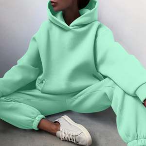 Logo personnalisé vêtements de sport respirant survêtement entraînement Fitness coton polaire sweats à capuche et pantalons de survêtement ensembles survêtement pour les femmes - Product Image 3