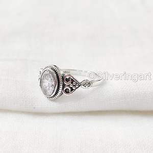 แหวนเงินแท้ 925 ประดับพลอยคิวบิกเซอร์โคเนียธรรมชาติ สำหรับผู้หญิง หินประจำเดือนเมษายน สไตล์โบฮีเมียน งานแฮนด์เมด เหมาะสำหรับเป็นของขวัญคริสต์มาส - Product Image 3