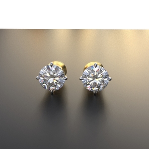 Avarta Jewellery 18k Gold 1 Carat Solitaire <b>Studs</b> <b>Earrings</b> <b>For</b> Girls & Women - Product Image 3