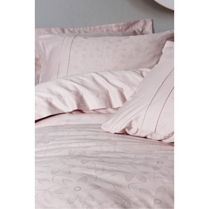Ensemble de housse de couette en satin de coton de luxe Jana, double jacquard rose poudré - Tailles King et Twin, ensemble de 4 pièces pour literie - Product Image 2