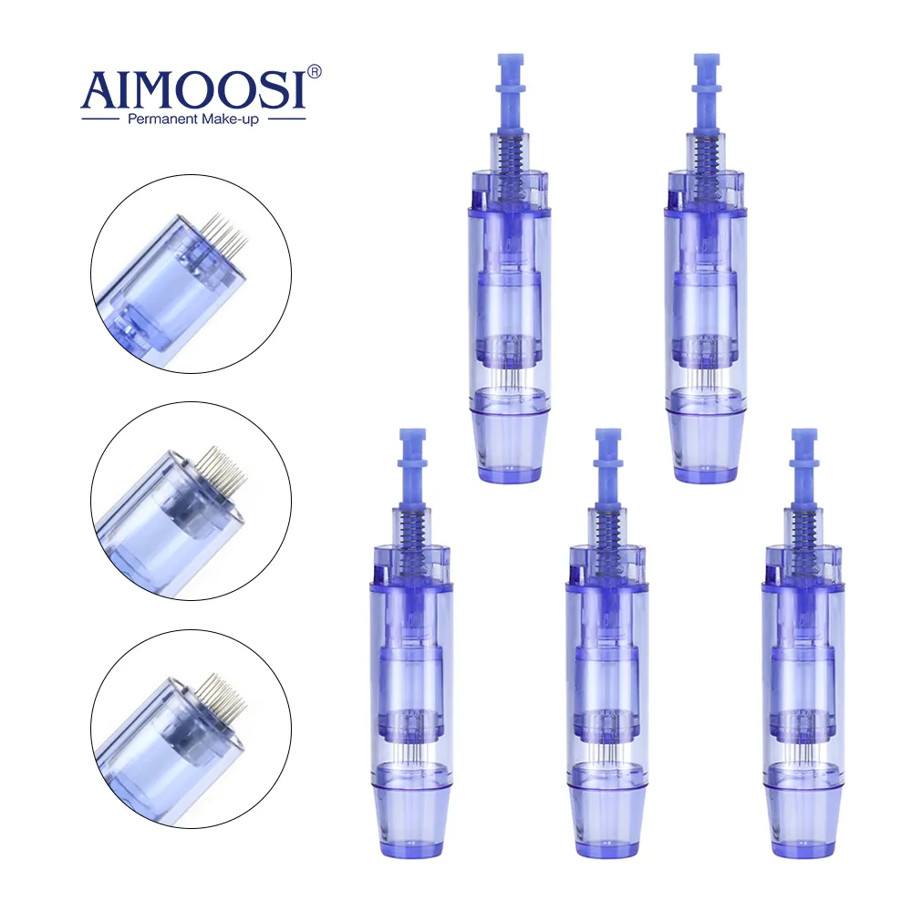 Derma Pen Microneedling Cartridge biru Nano mikro jarum pena isi ulang Microneedling jarum dermaid Cartridge